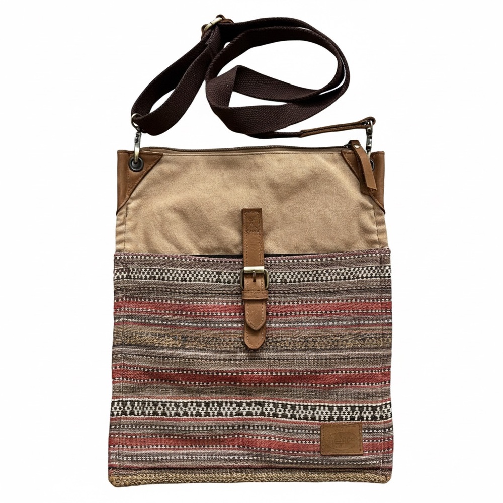 Canvas & Leather Crossbody Messenger Bag  Western, Country, Boho, Unisex